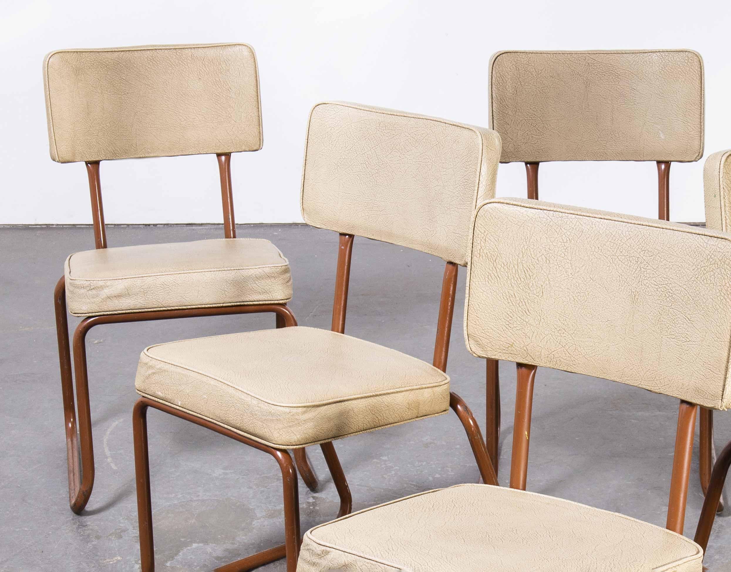 1970's Cox Tubular Metal Upholstered Dining Chairs Set of Six 5