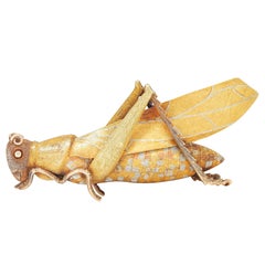 Broche Saltamontes Vintage 1970's Craft Oro Tricolor 14 Kilates