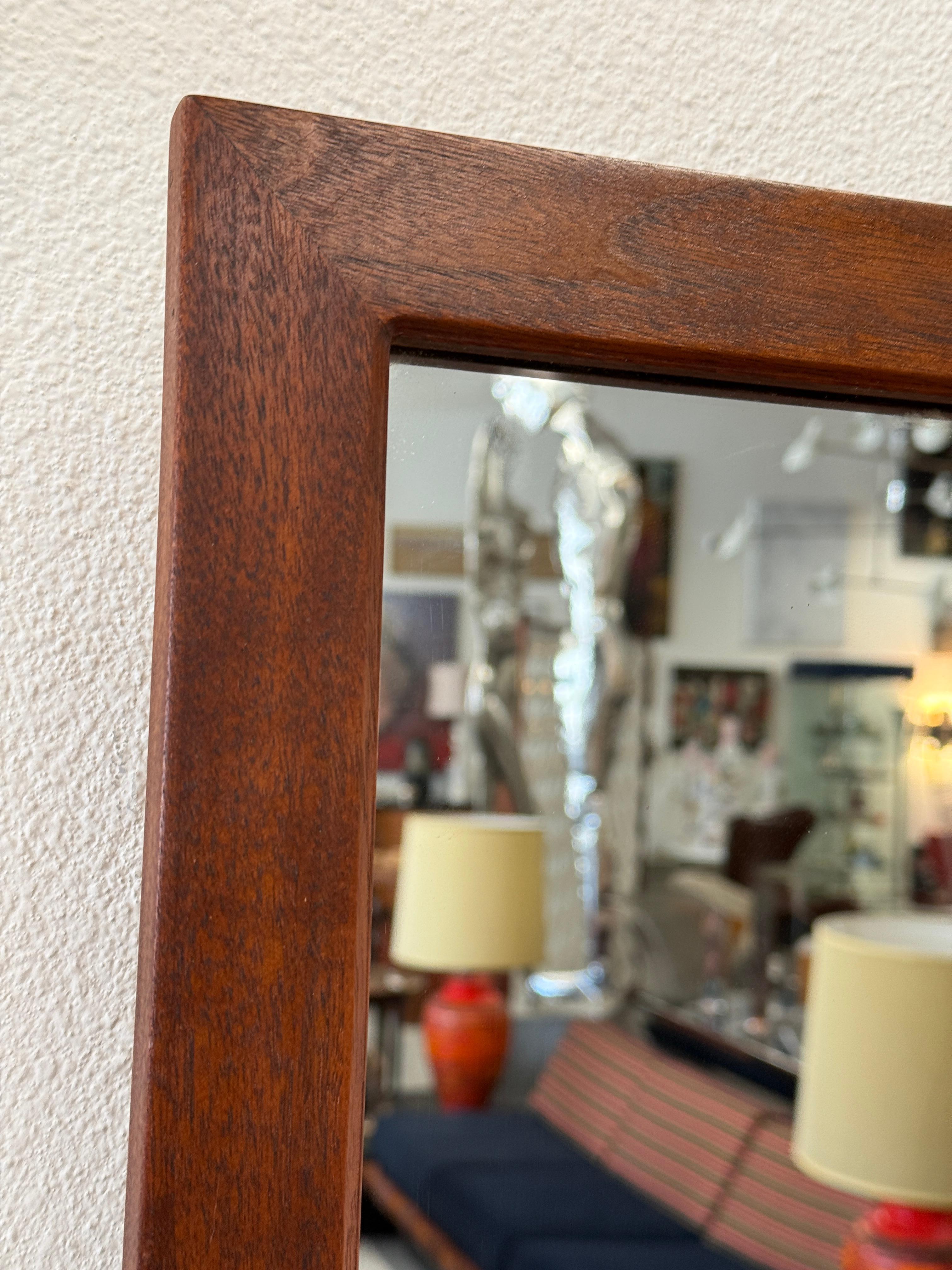 1970’s Craft Made Walnut Mirror and Wall Shelf with Drawer For Sale 4