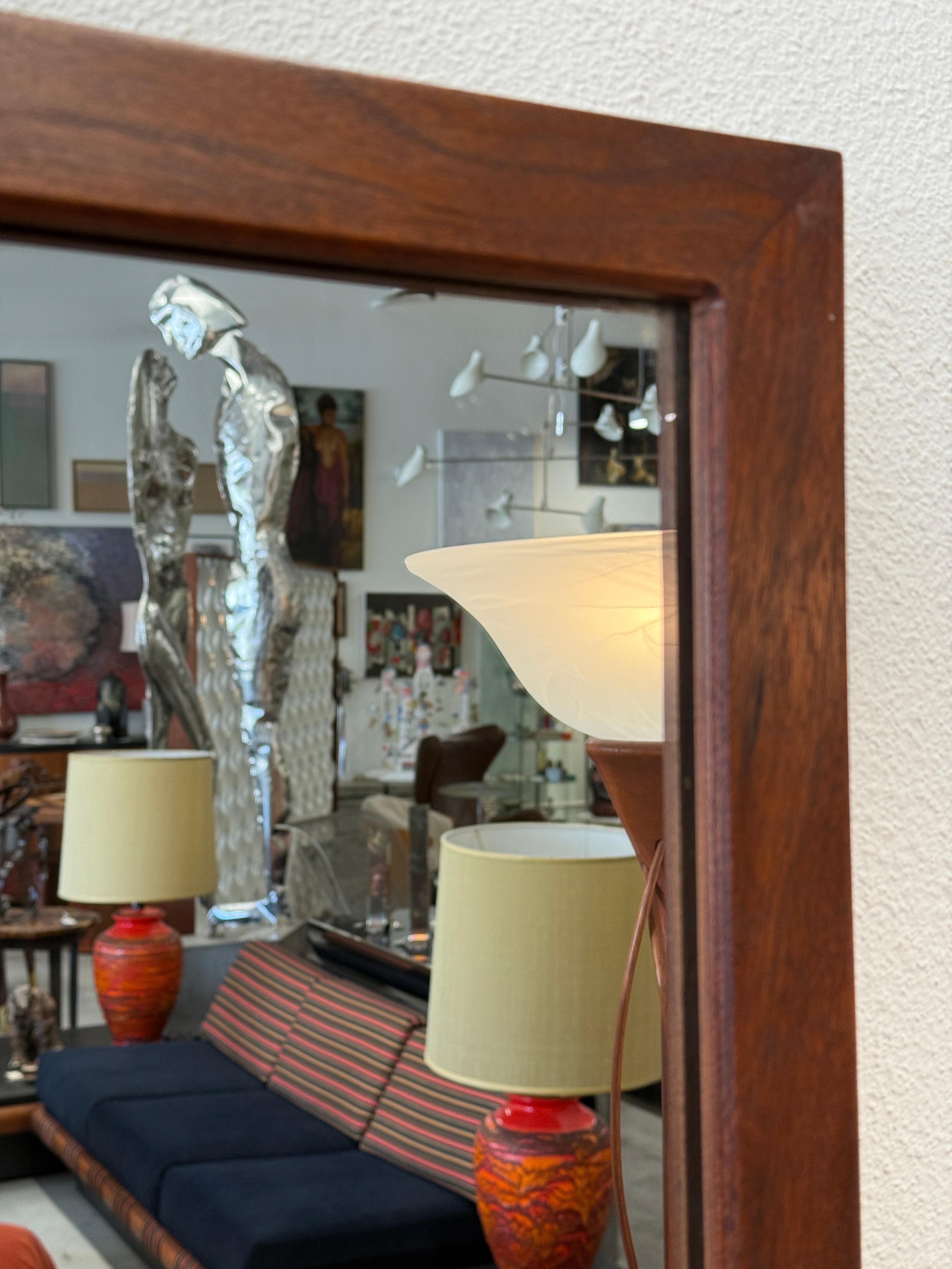 1970’s Craft Made Walnut Mirror and Wall Shelf with Drawer For Sale 7