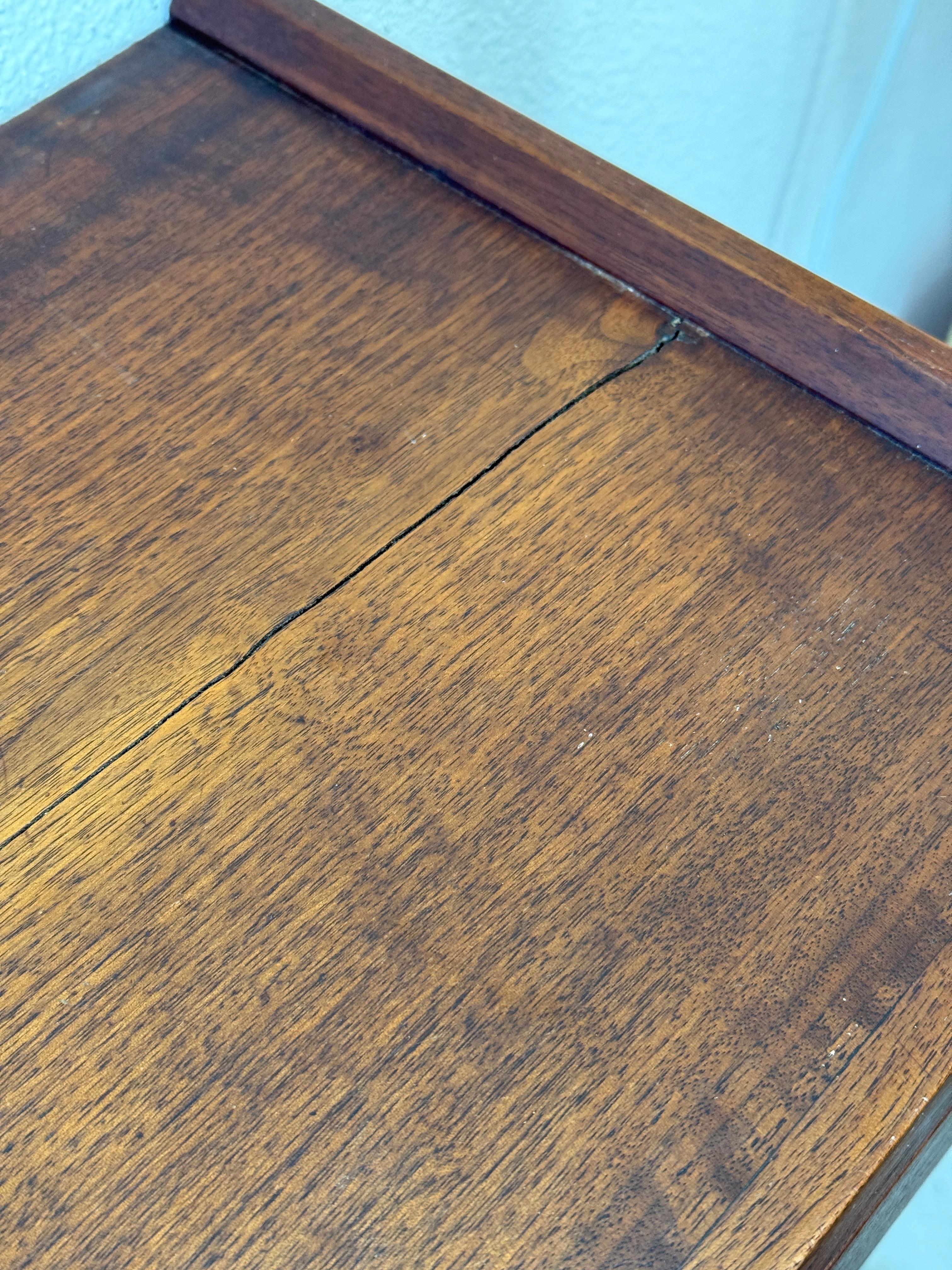1970’s Craft Made Walnut Mirror and Wall Shelf with Drawer For Sale 11