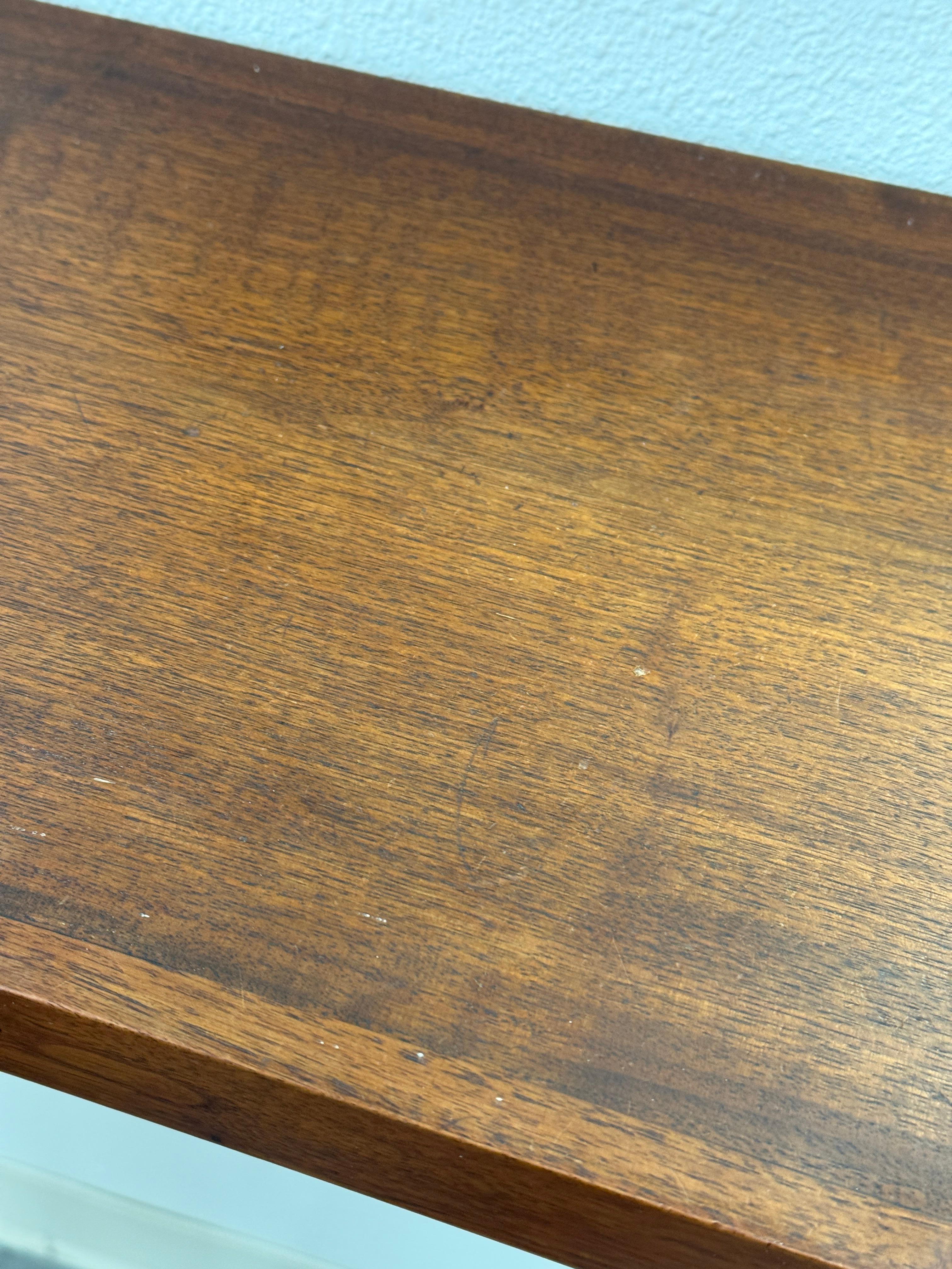 1970’s Craft Made Walnut Mirror and Wall Shelf with Drawer For Sale 3