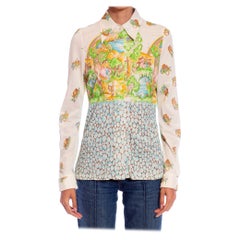 1970S Cream, Blue & Green Scenic Shirt