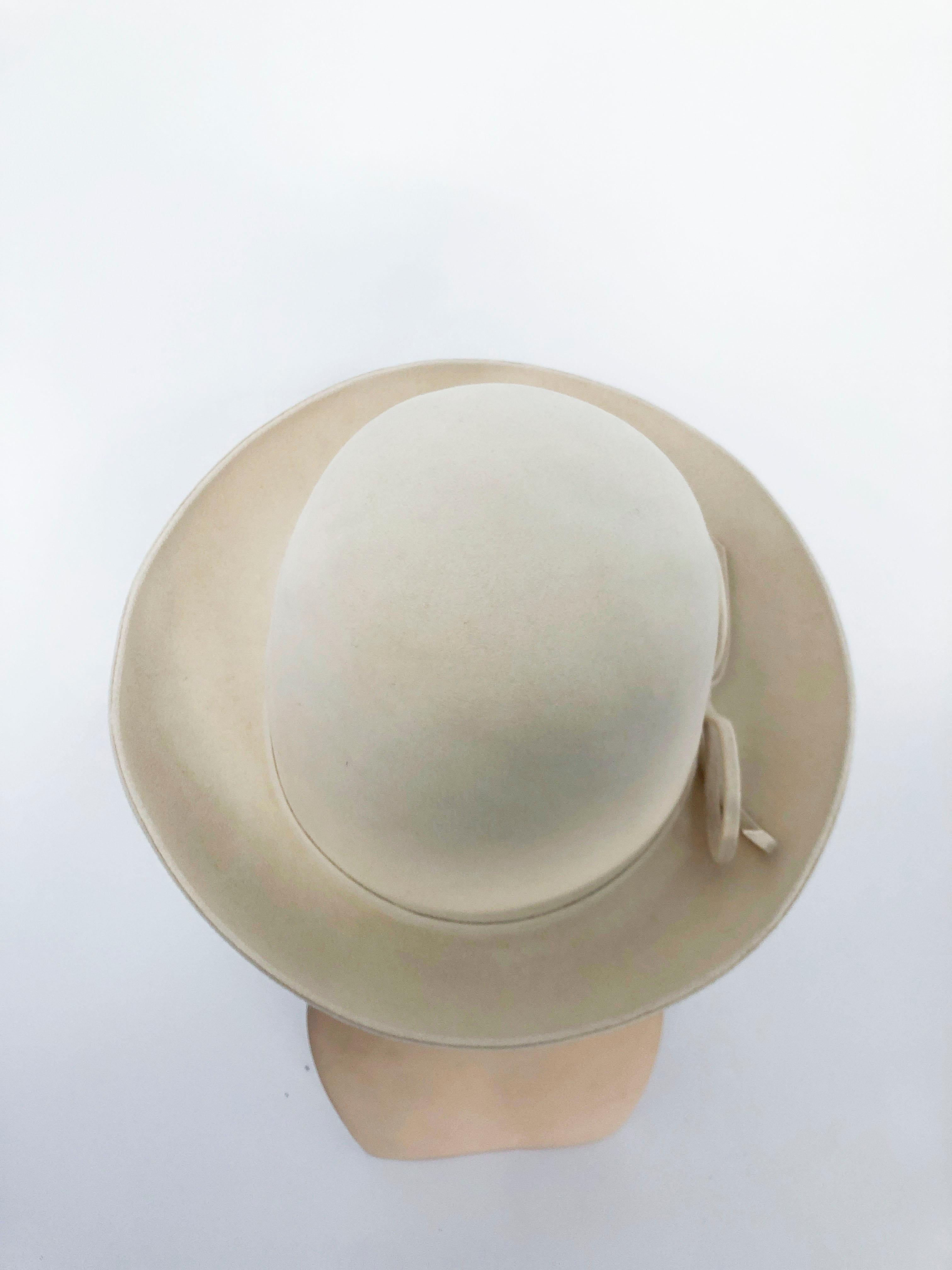 Women's 1970s Cream Borsalino Brimmed Hat 