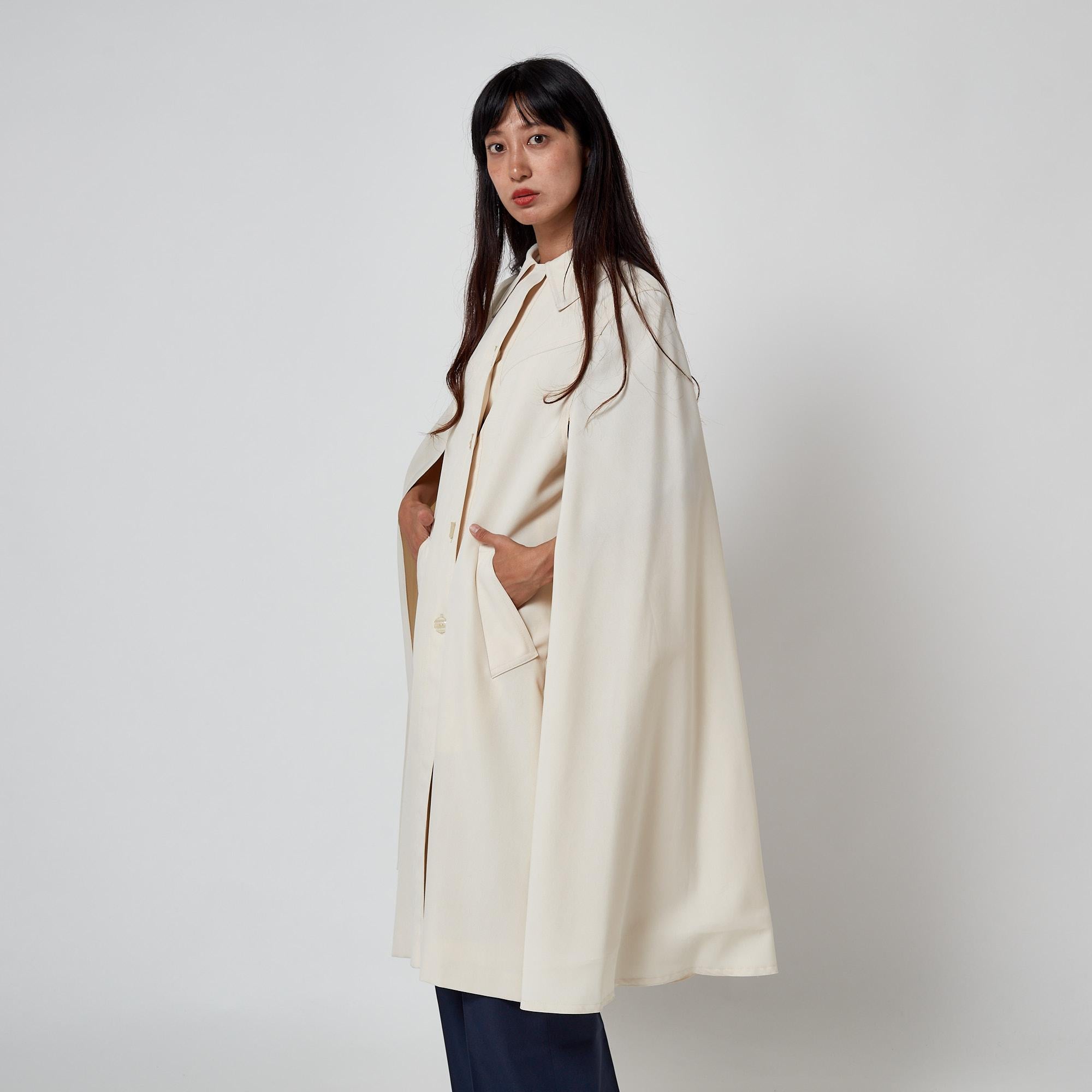 1970s Cream Cape Sleeveless Coat For Sale 1