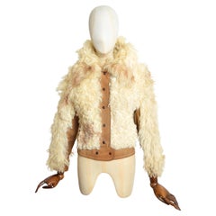 1970’s Cream Curly Sheepskin & Tan Suede Shearling Jacket - Vintage Coat
