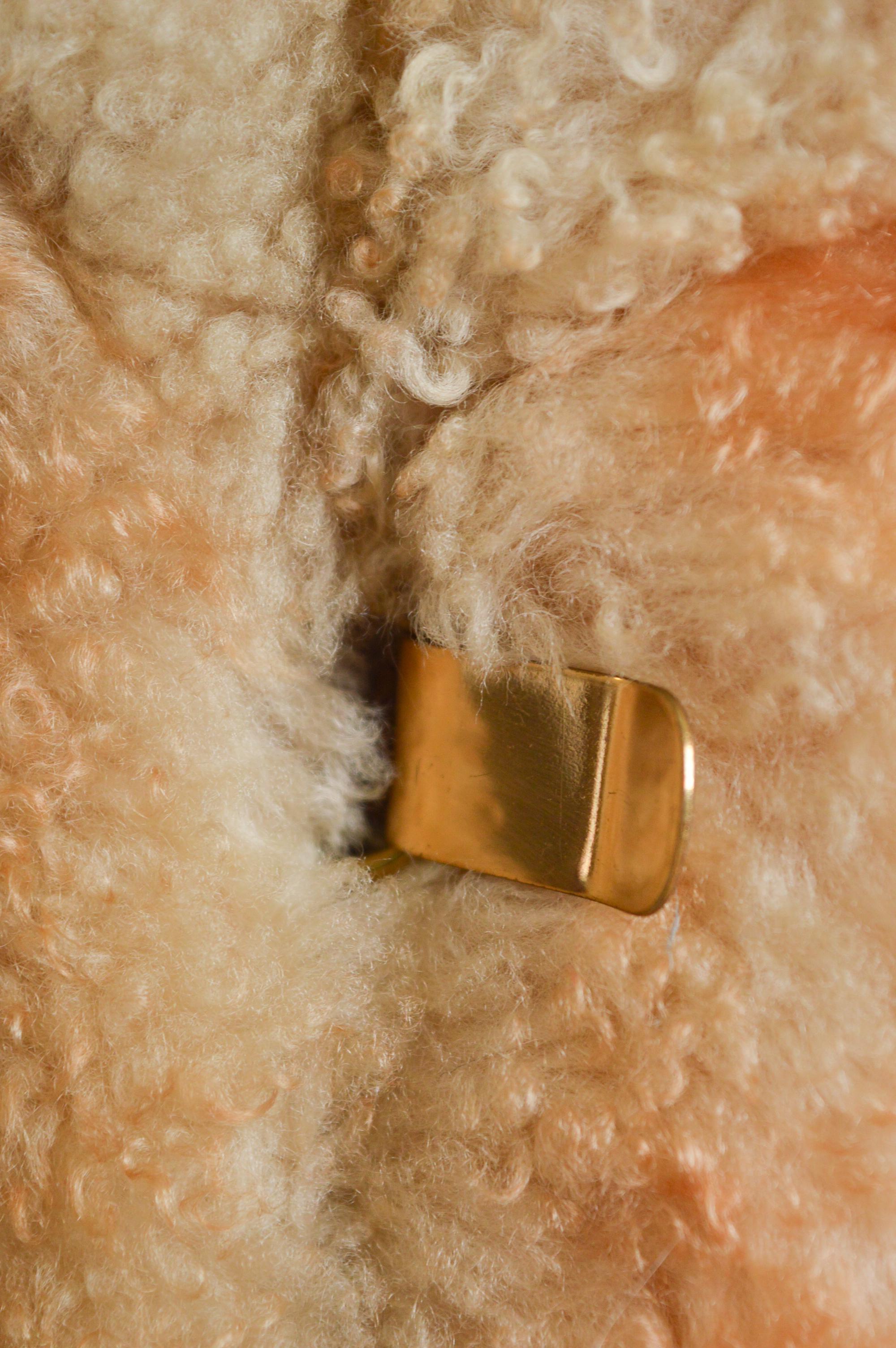 1970s Cream fluffy Shearling with Tan Suede panels Sheepskin Coat - Jacket In Fair Condition For Sale In Sheffield, GB