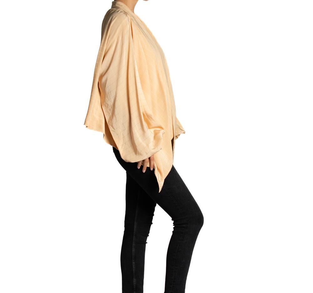 1970S Cream Haute Couture Silk Shawl Front Blouse For Sale 1
