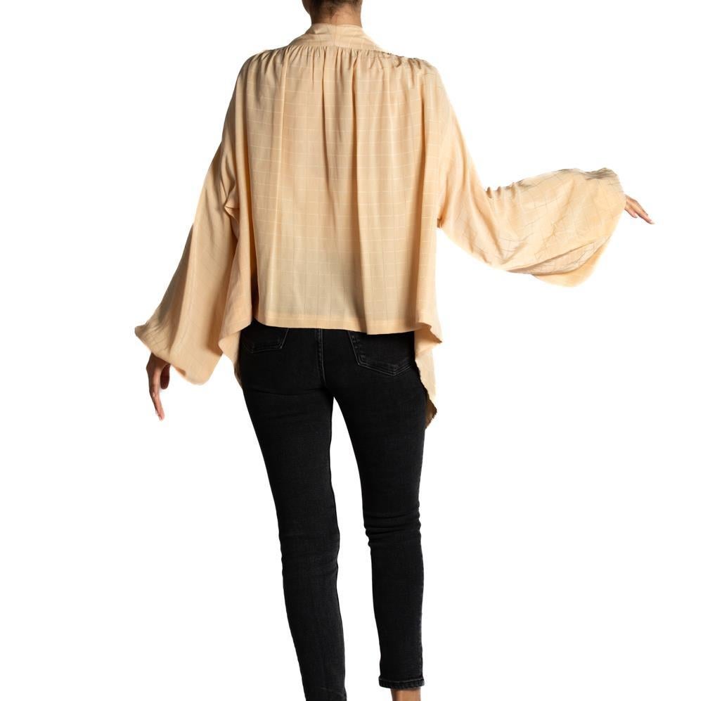 1970S Cream Haute Couture Silk Shawl Front Blouse For Sale 2