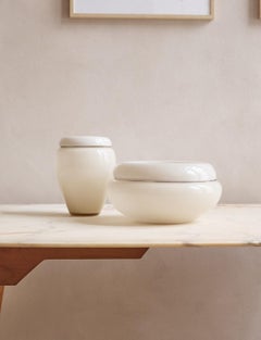 1970s Cream Murano Glass Vase & Bowl by Lino Tagliapietra