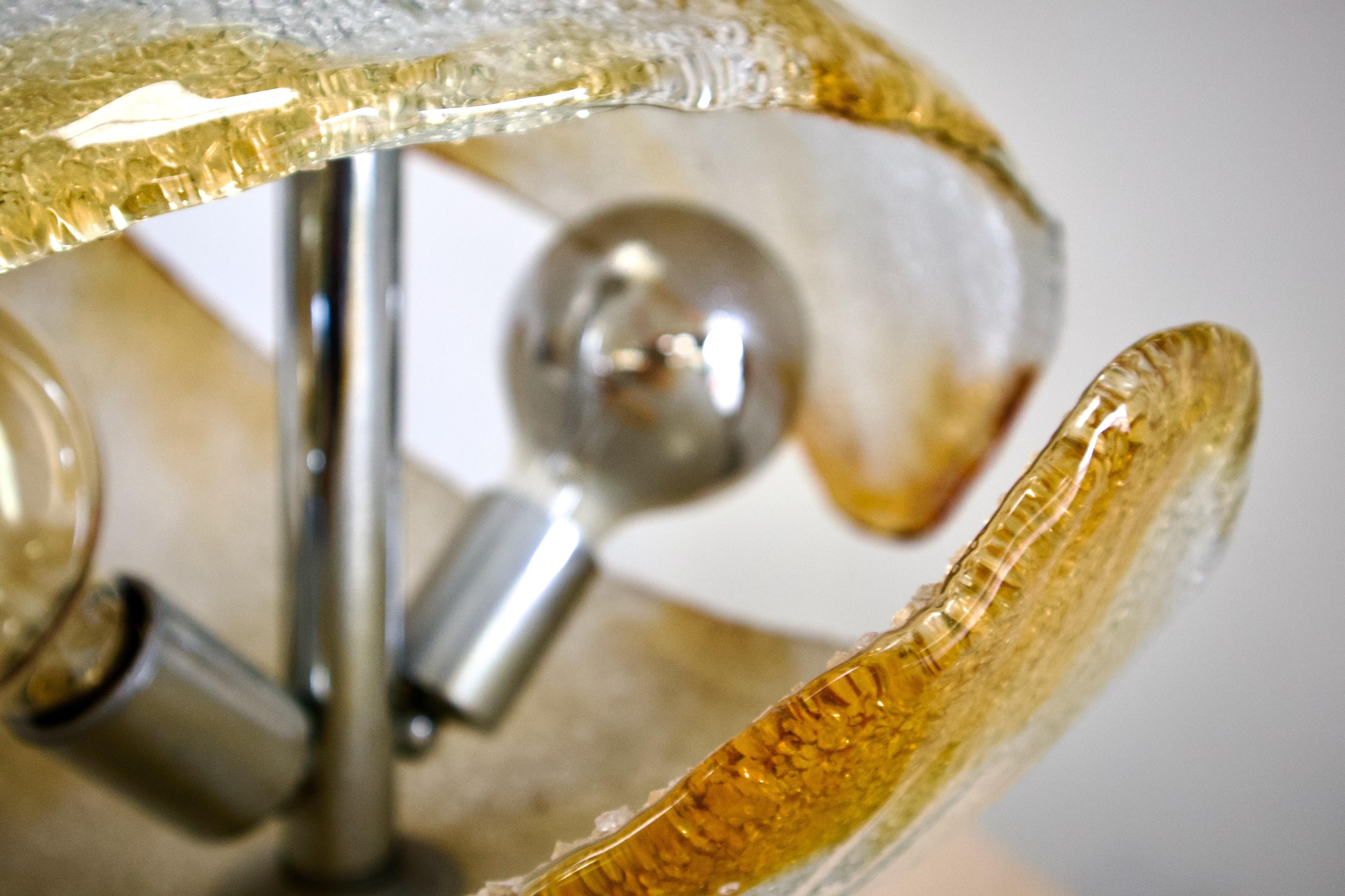 1970s Crescent Murano Glass Pendant Lamp, Carlo Nason, Mazzega Attributed For Sale 7