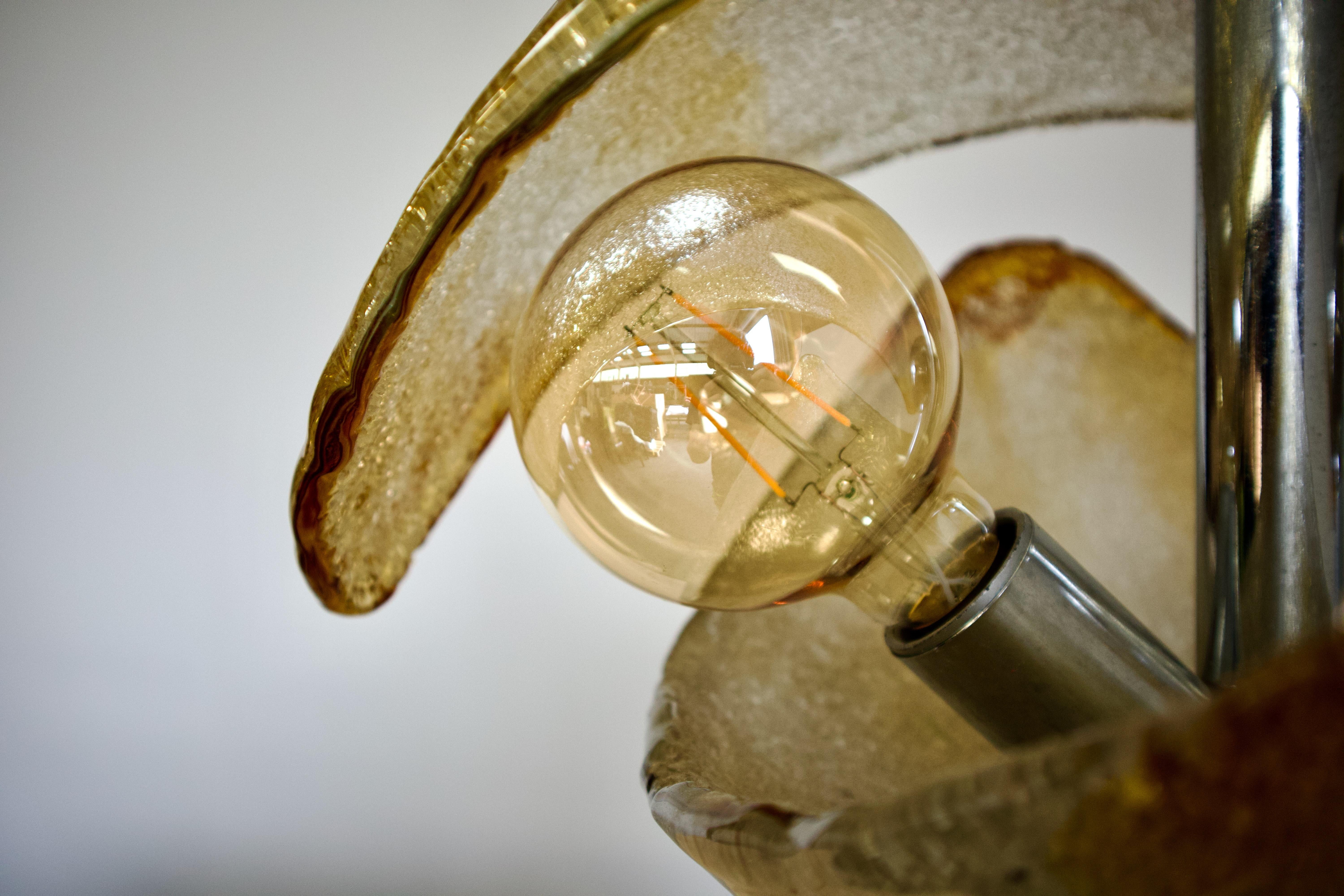 1970s Crescent Murano Glass Pendant Lamp, Carlo Nason, Mazzega Attributed 9