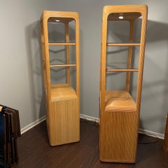 1970s, Pencil Reed Lighted Etagere, a Pair