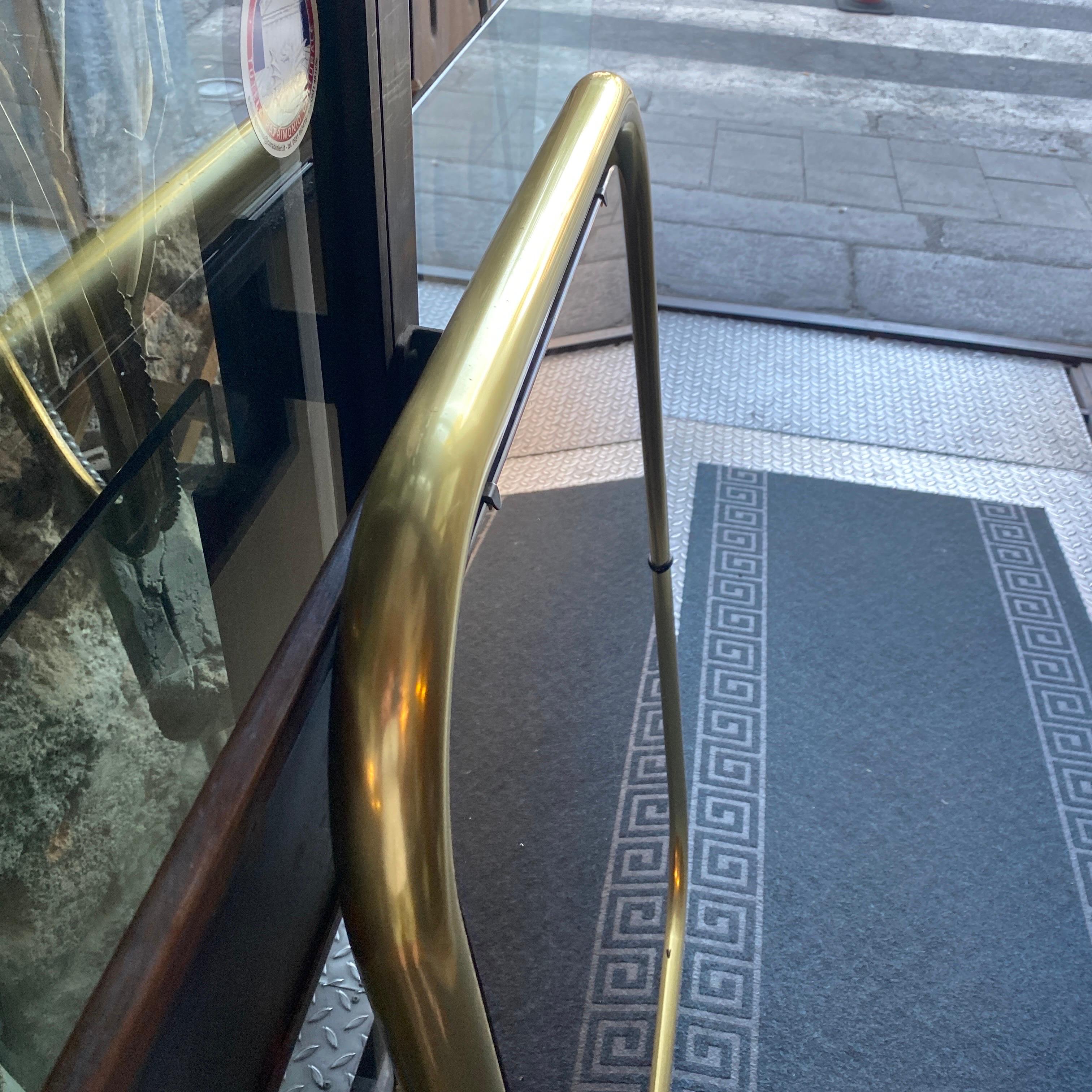 Two 1970s Cristal Arte Space Age Brass and Pink Glass Italian Wall Mirrors For Sale 1