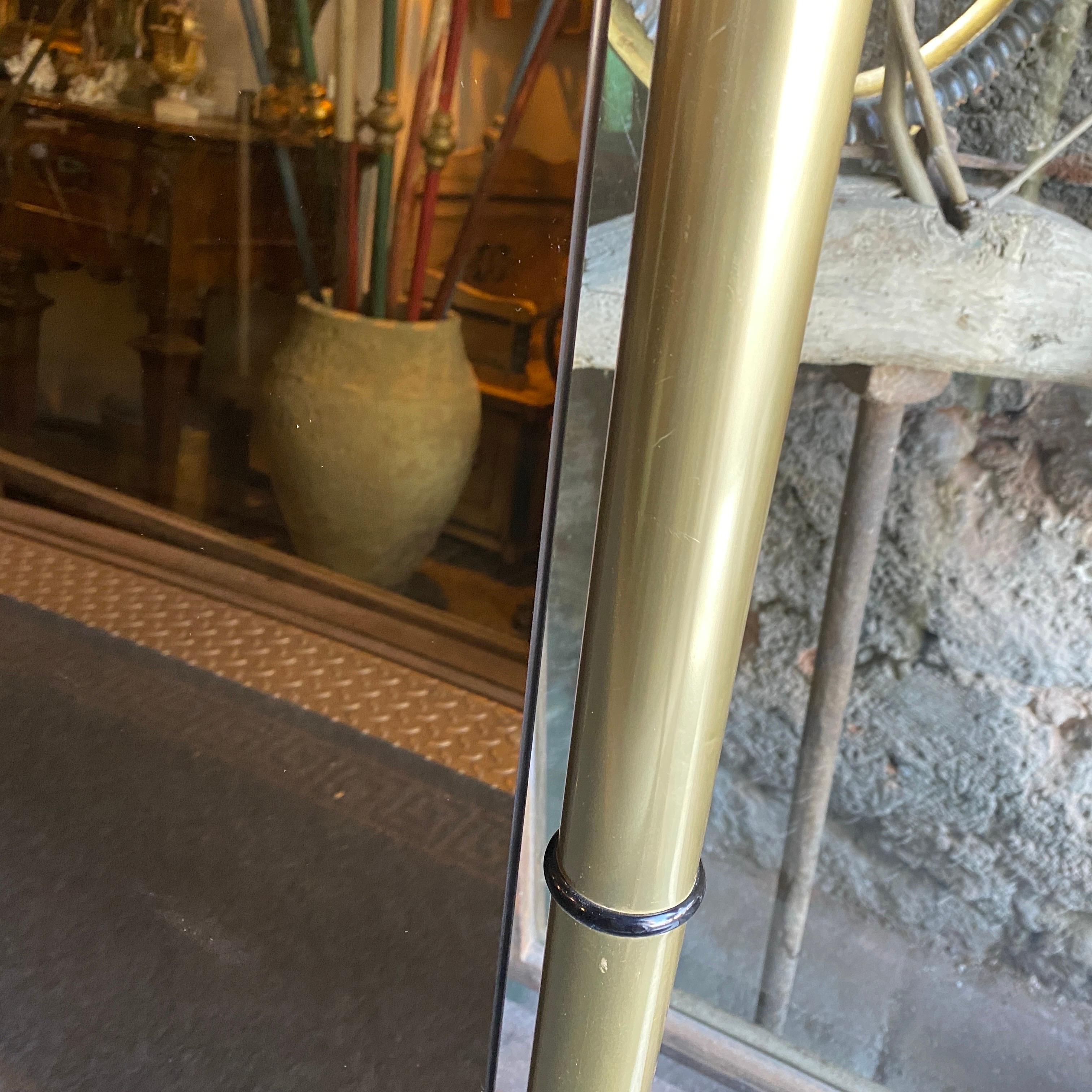 Two 1970s Cristal Arte Space Age Brass and Pink Glass Italian Wall Mirrors For Sale 3