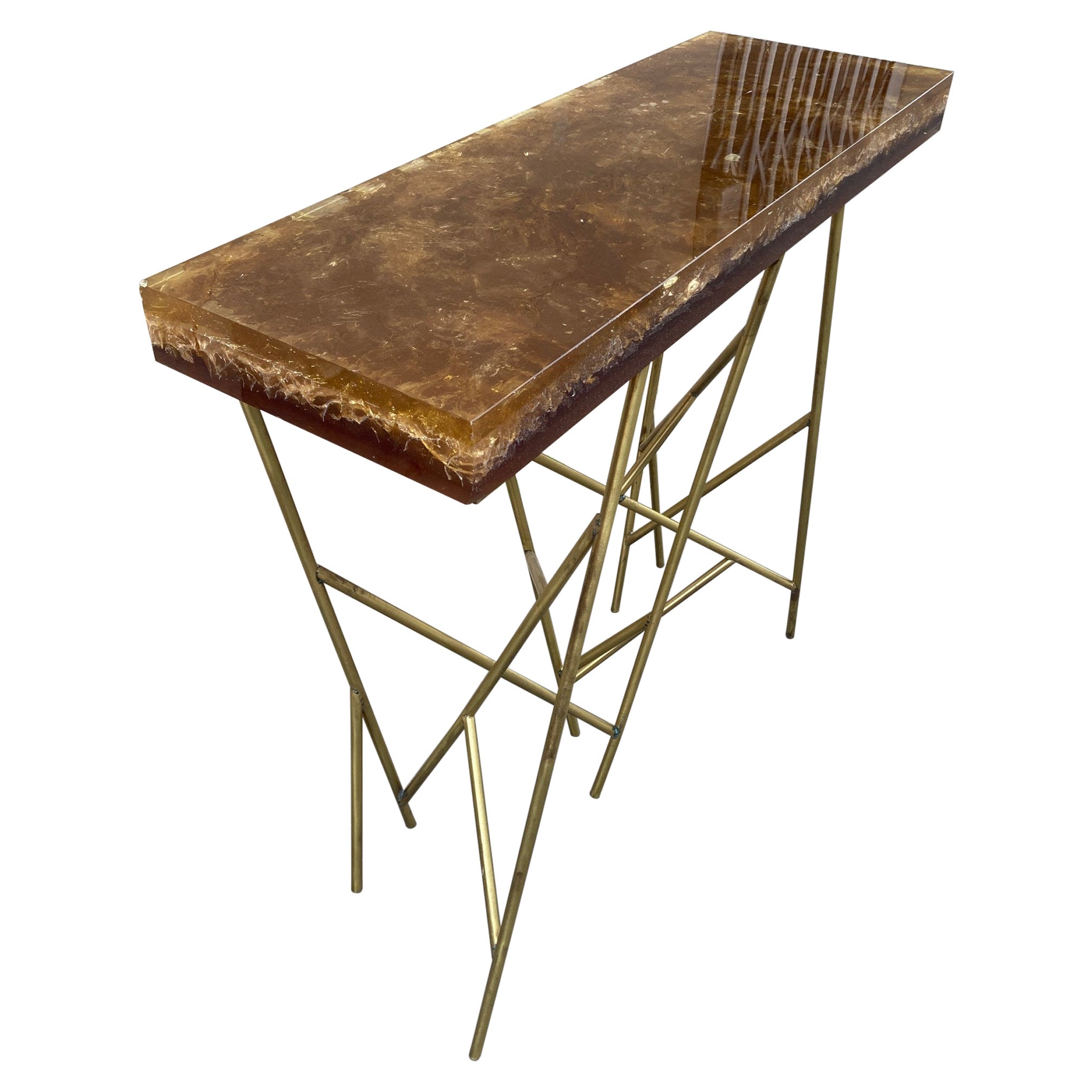 1970's Crushed Ice Resin Console by Marie-Claude De Fouquières