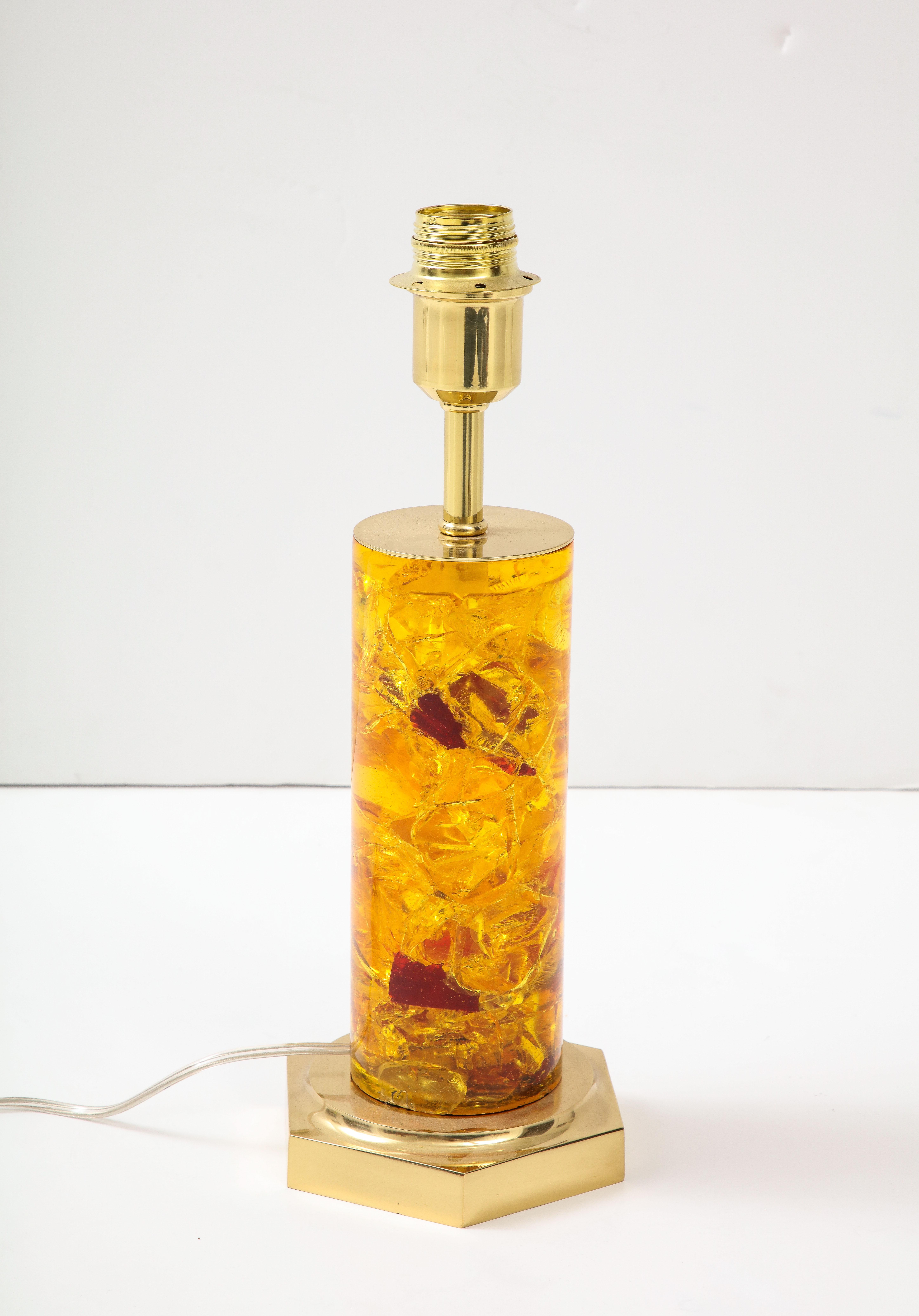 1970's Crushed Ice Resin Lamp by Marie-Claude De Fouquières For Sale 4