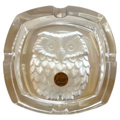 1970's Crystal d'Arques Owl Ashtray France
