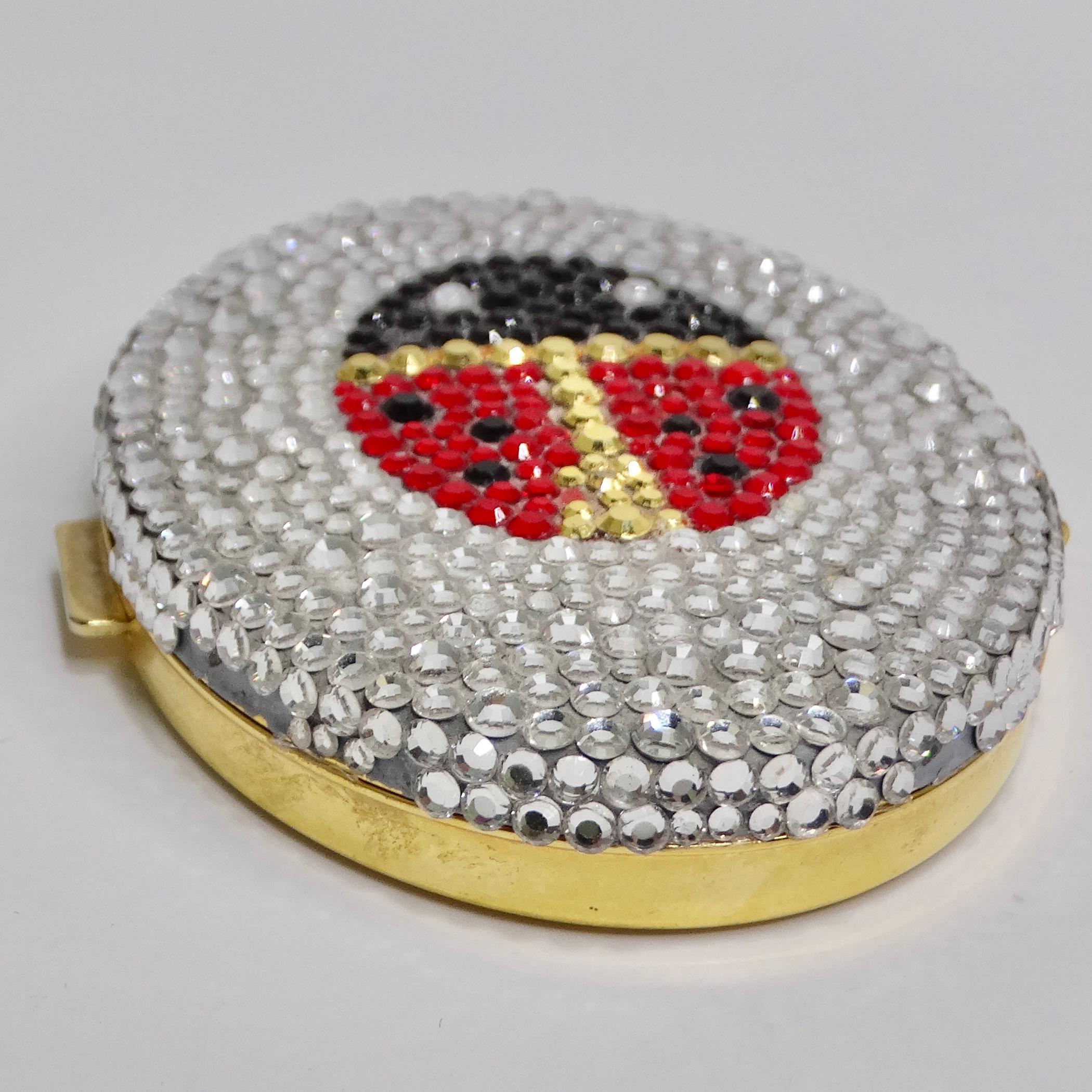 1970s Crystal Lady Bug Compact Mirror In Excellent Condition In Scottsdale, AZ