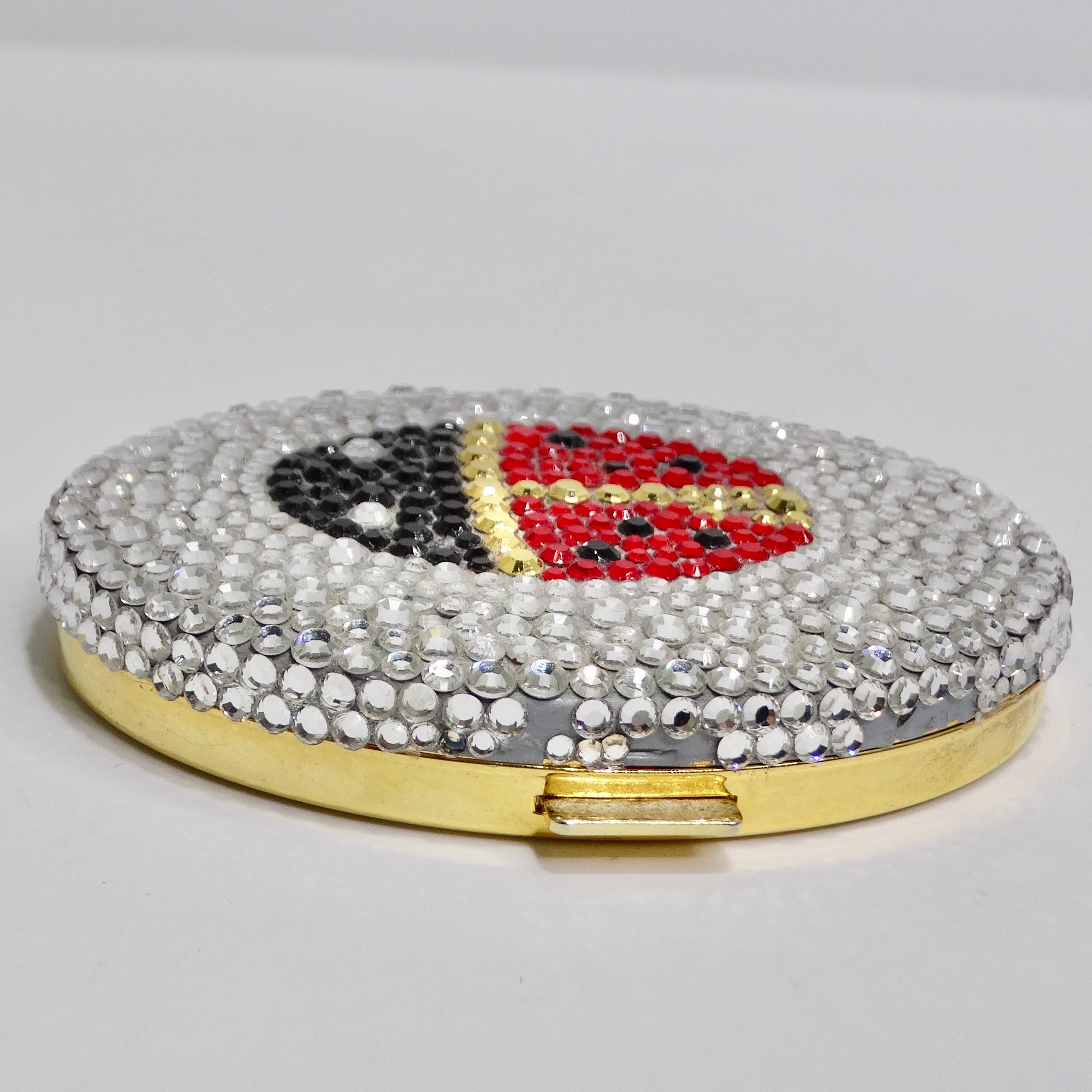 Women's or Men's 1970s Crystal Lady Bug Compact Mirror