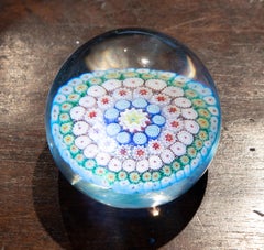 1970s Crystal Paperweight with Flower Decoration