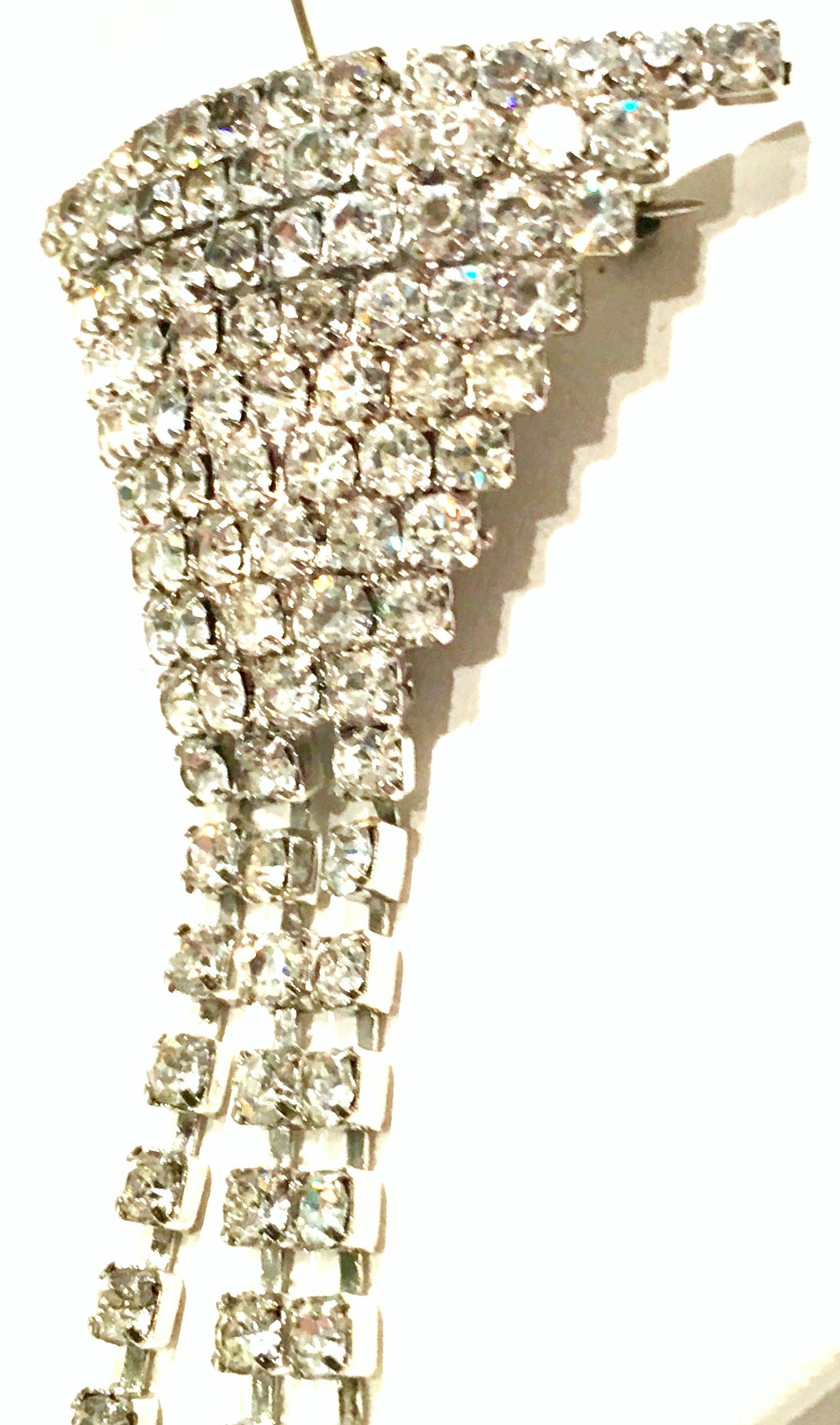 1970s Crystal Rhinestone Necktie Brooch For Sale 1