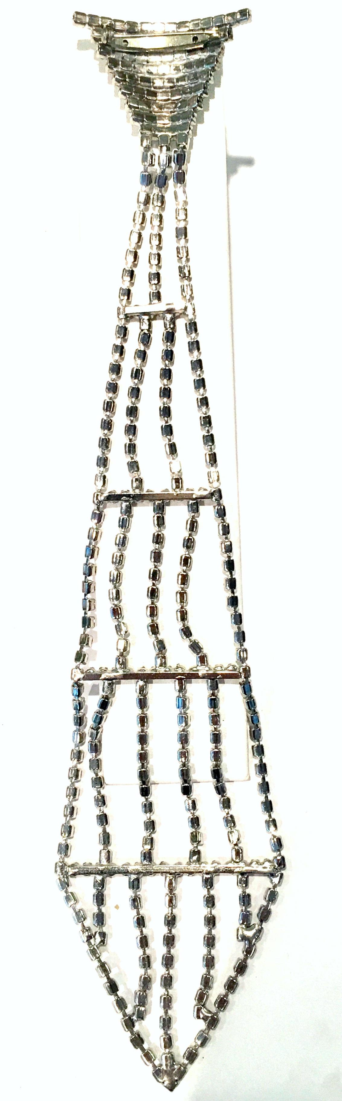 1970s Crystal Rhinestone Necktie Brooch For Sale 4