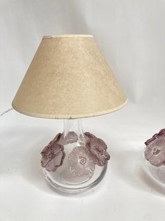 1970's Pair of crystal table lamps by Marie-Claude Lalique