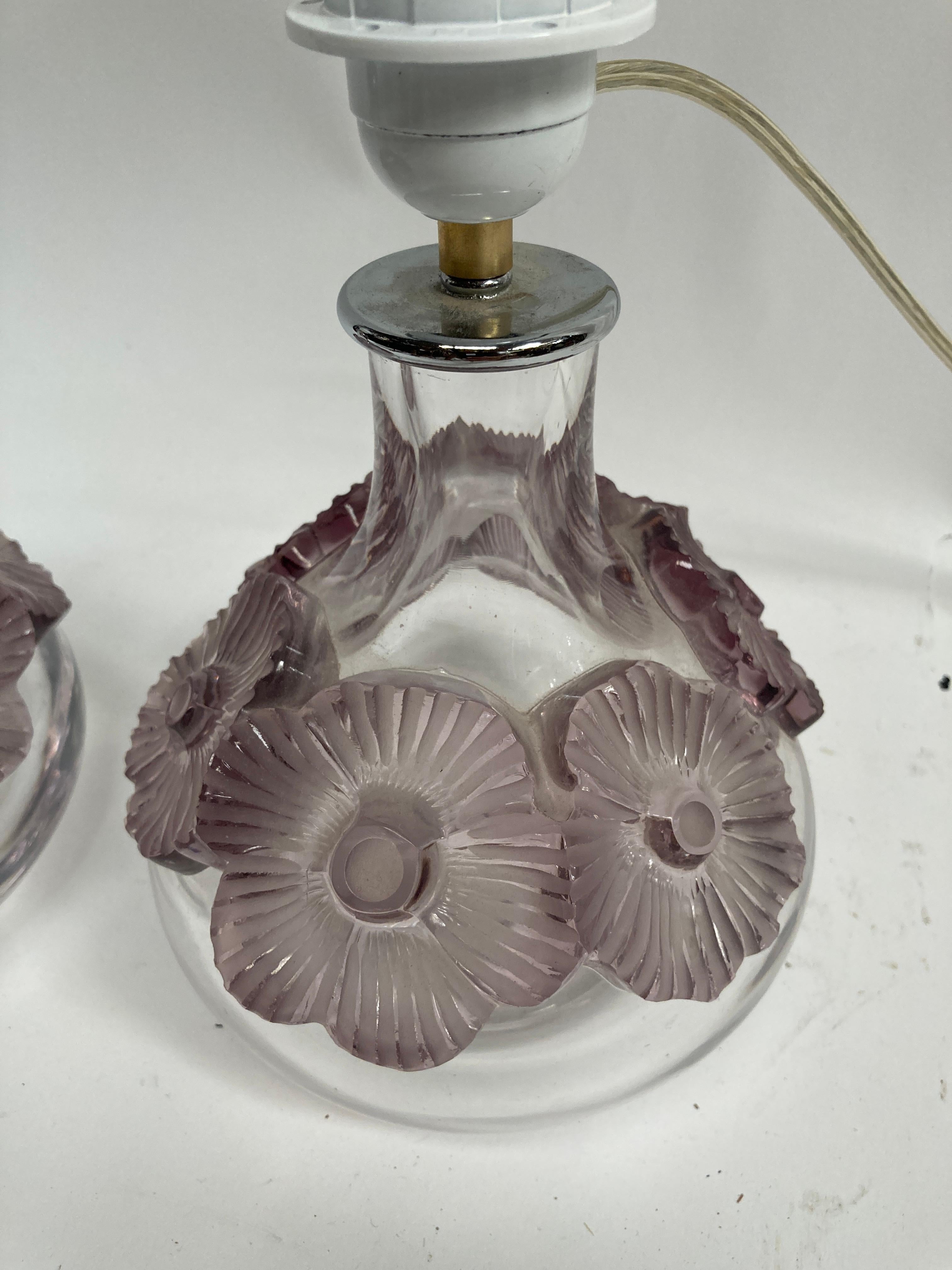 Fin du 20e siècle Paire de lampes de table en cristal des années 1970 par Marie-Claude Lalique en vente