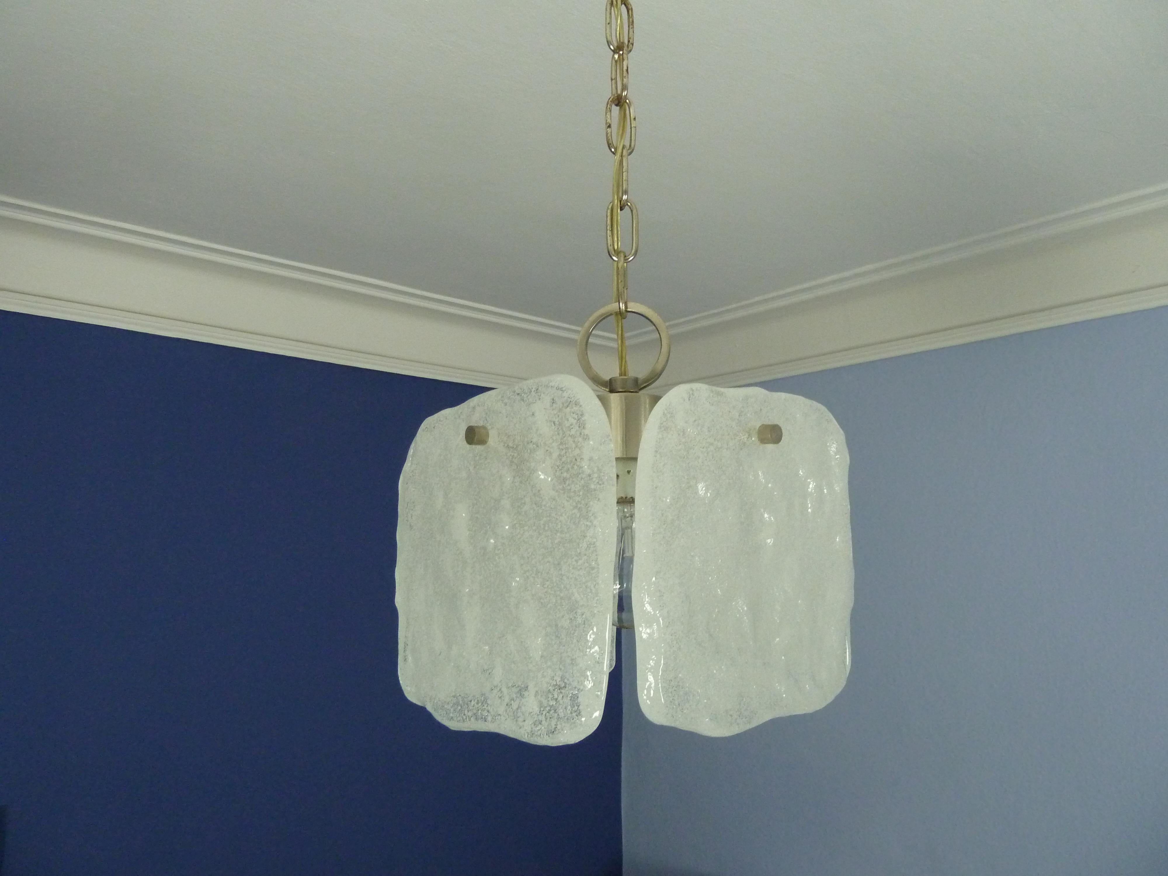 1970s Cubic Frosted Ice Glass Pendant by Kalmar, Austria For Sale 6
