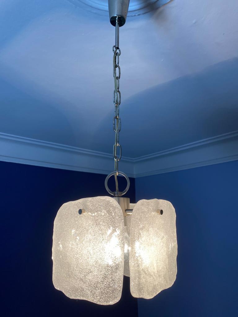 1970s Cubic Frosted Ice Glass Pendant by Kalmar, Austria For Sale 8