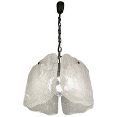 Lampe à suspension en verre de glace givré cubique des années 1970 par Kalmar, Autriche