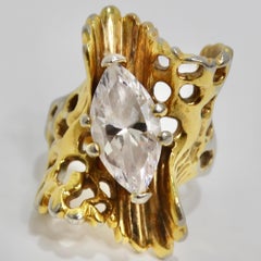 1970s Cubic Zirconia Gold Plated Ring