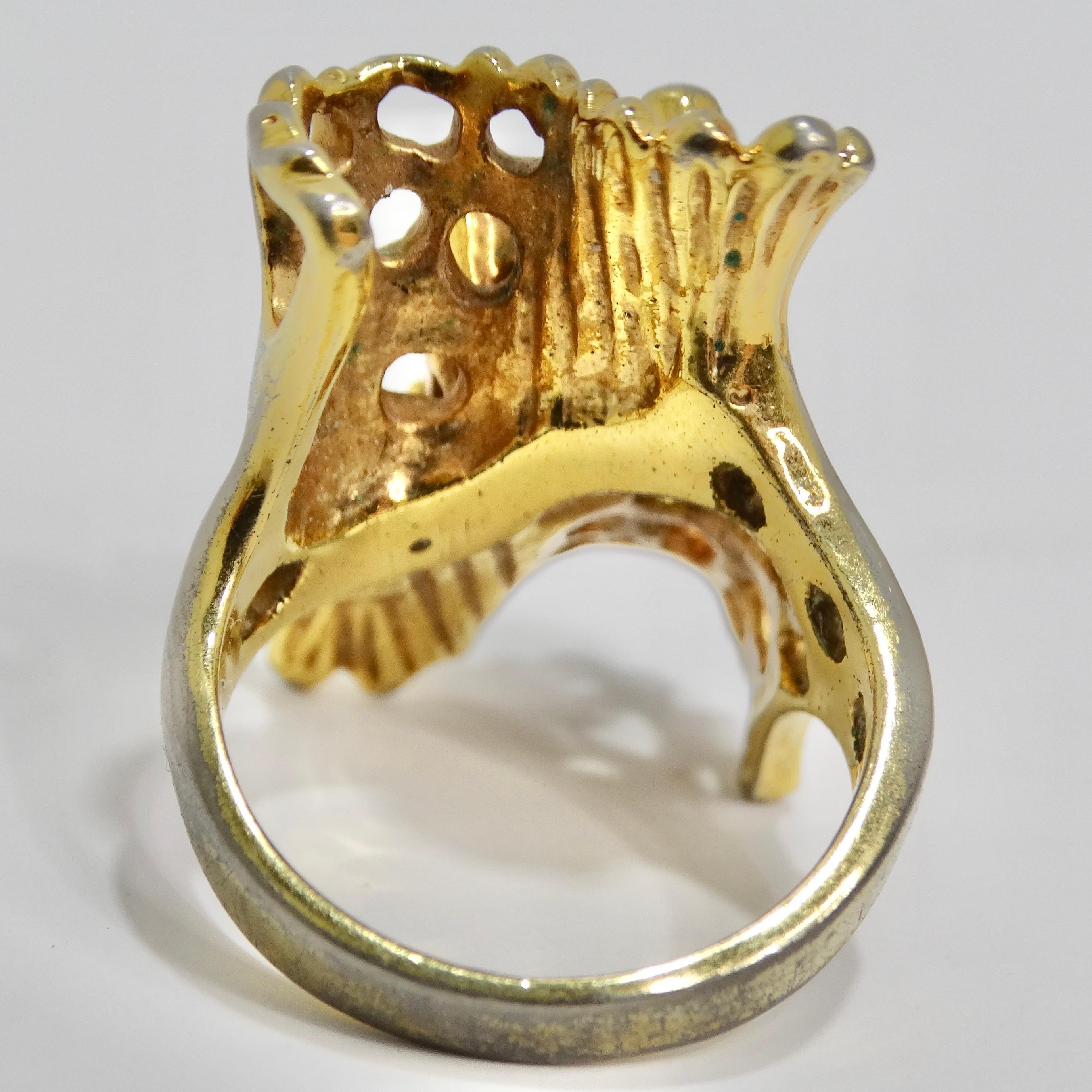 1970s Cubic Zirconia Gold Plated Ring For Sale 1