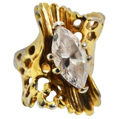 Used 1970s Cubic Zirconia Gold Plated Ring