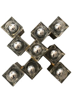1970s Cubist Chandelier by Gaetano Sciolari