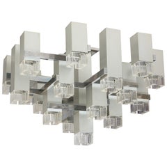 1970s Cubist Chandelier by Gaetano Sciolari