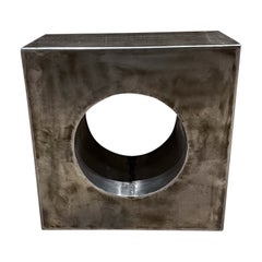 1970s Cubist Metal Sculpture Industrial Block Circle