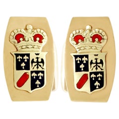 1970s Cufflinks in 9K Yellow Gold and Enamel