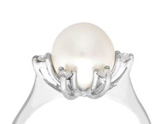 1970s Cultured Pearl and Diamond White Gold Cocktail Ring