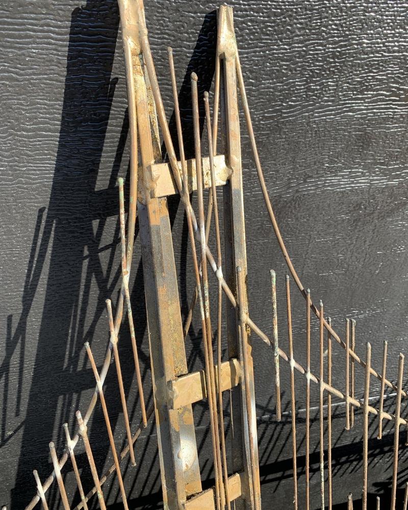 1970s Curtis Jere Bridge Sculpture Signed Brass Metal Wall Decor In Good Condition In Saddle River, NJ