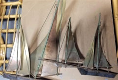 1970s Curtis Jere Copper Sail Boats Nautical Wall Sculpture