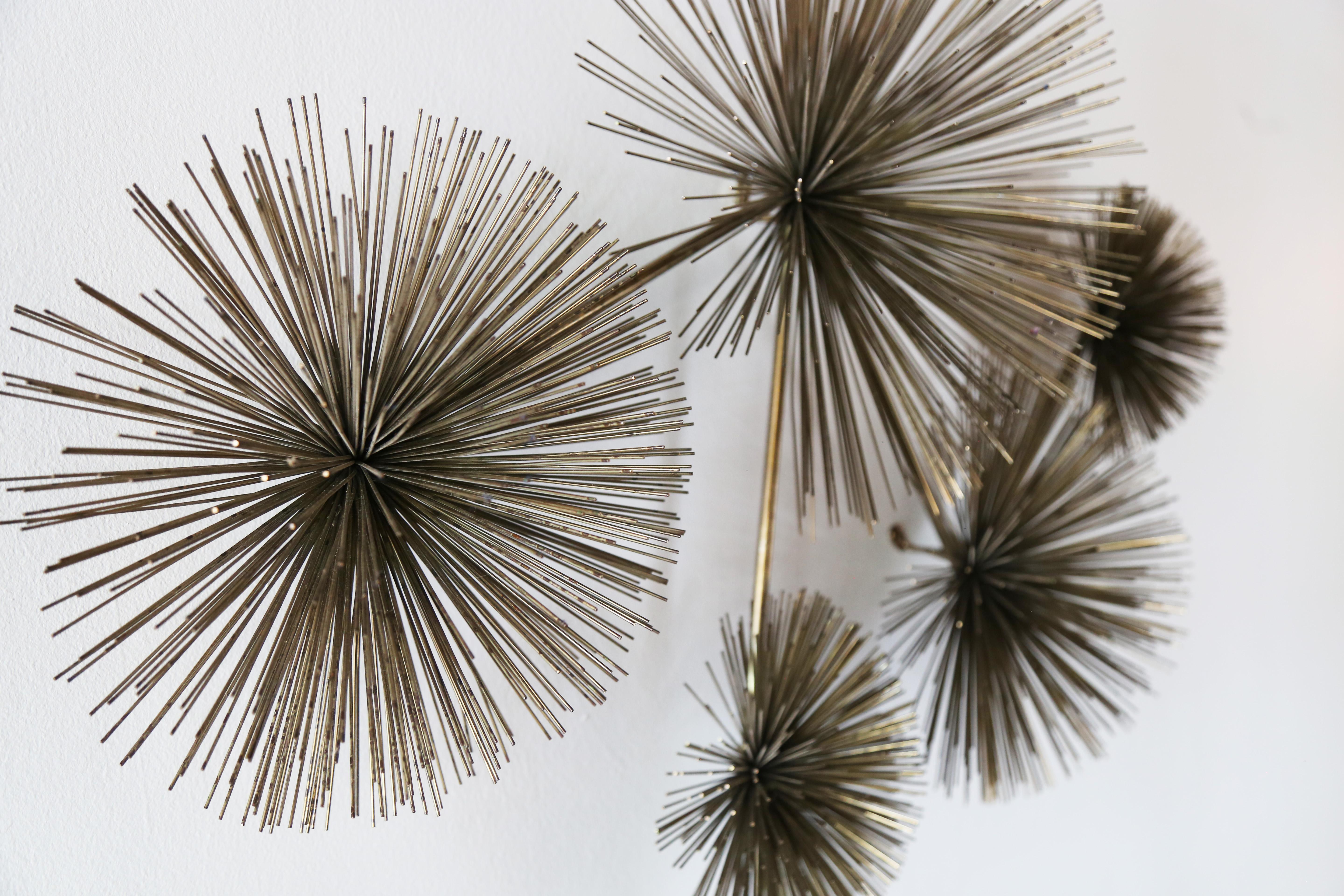 American 1970s Curtis Jere Pom Pom Wall Mounted Sculpture Mid Century Modern Urchin