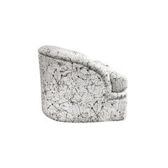 1970s Curved Back Sloped Arm Loveseat with Original Splatter Upholstery