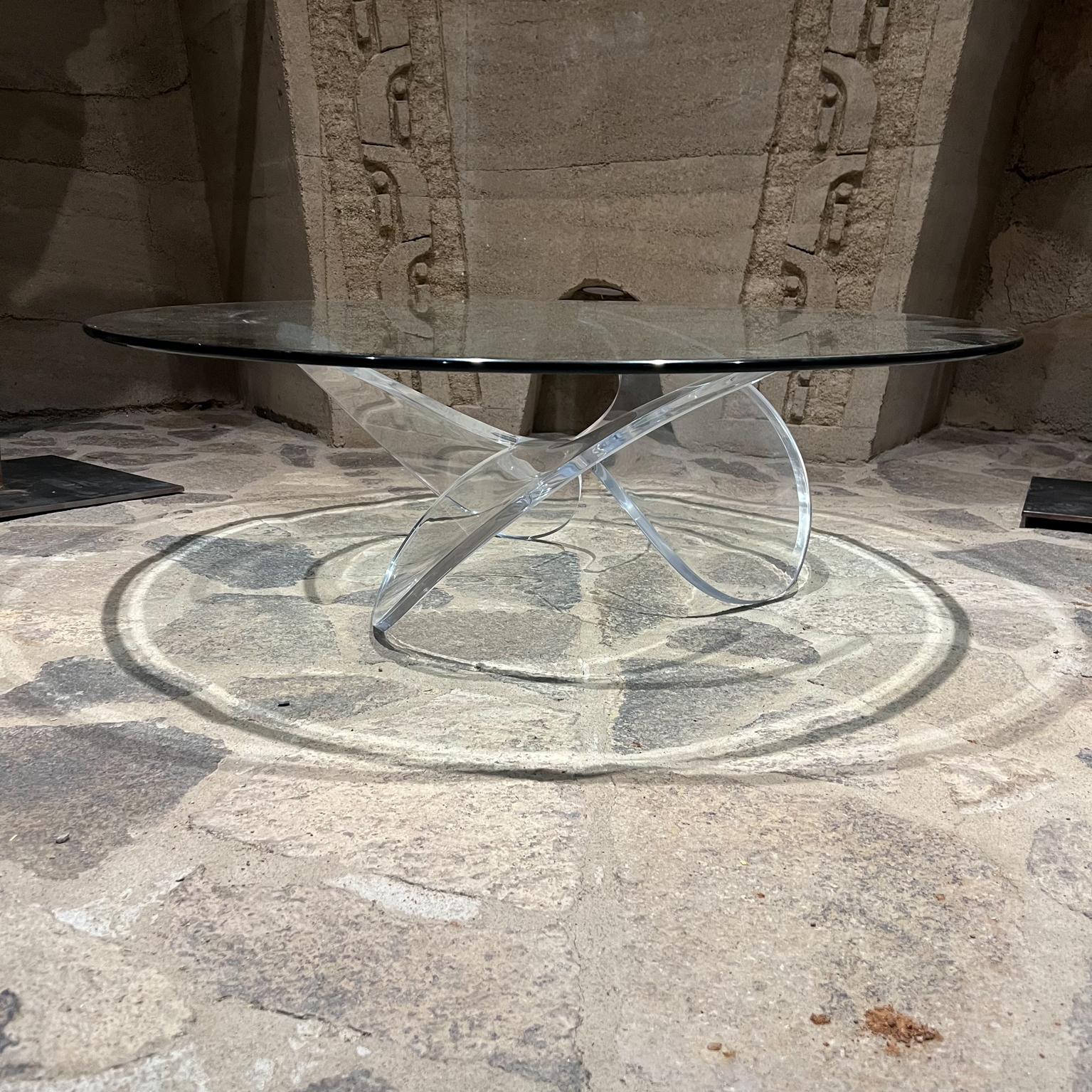 1970s Sculptural Lucite Glass Coffee Table Propeller Style of Knut Hesterberg For Sale 8