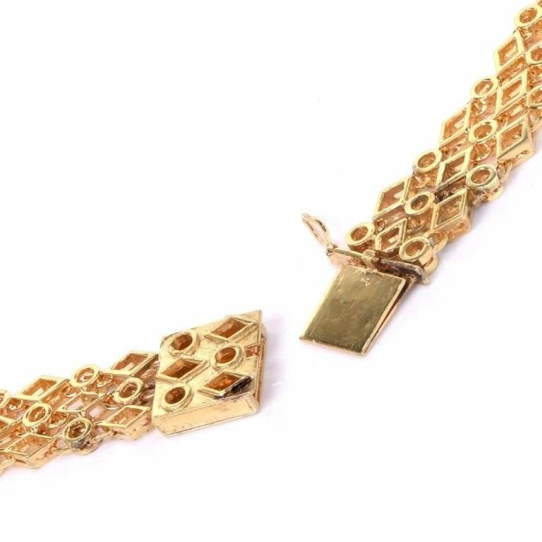 1970s Cushion Aquamarine Diamond Gold Choker Necklace 3