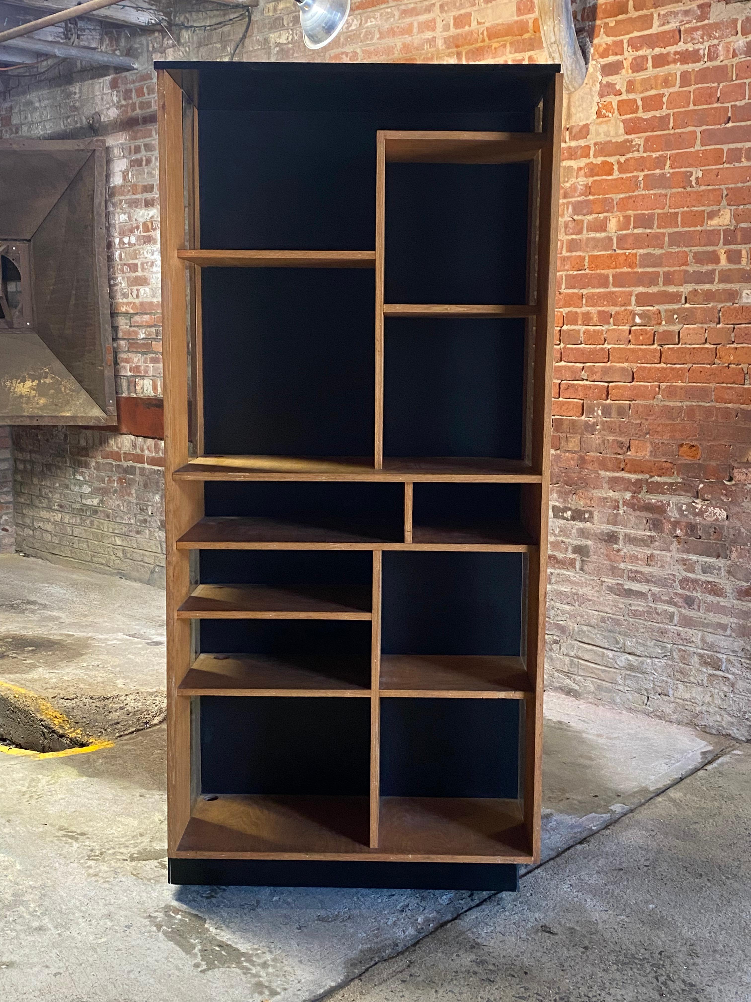 1970s Custom Built Gerrit Rietveld Style Oak and Acrylic Utility Cabinet For Sale 1