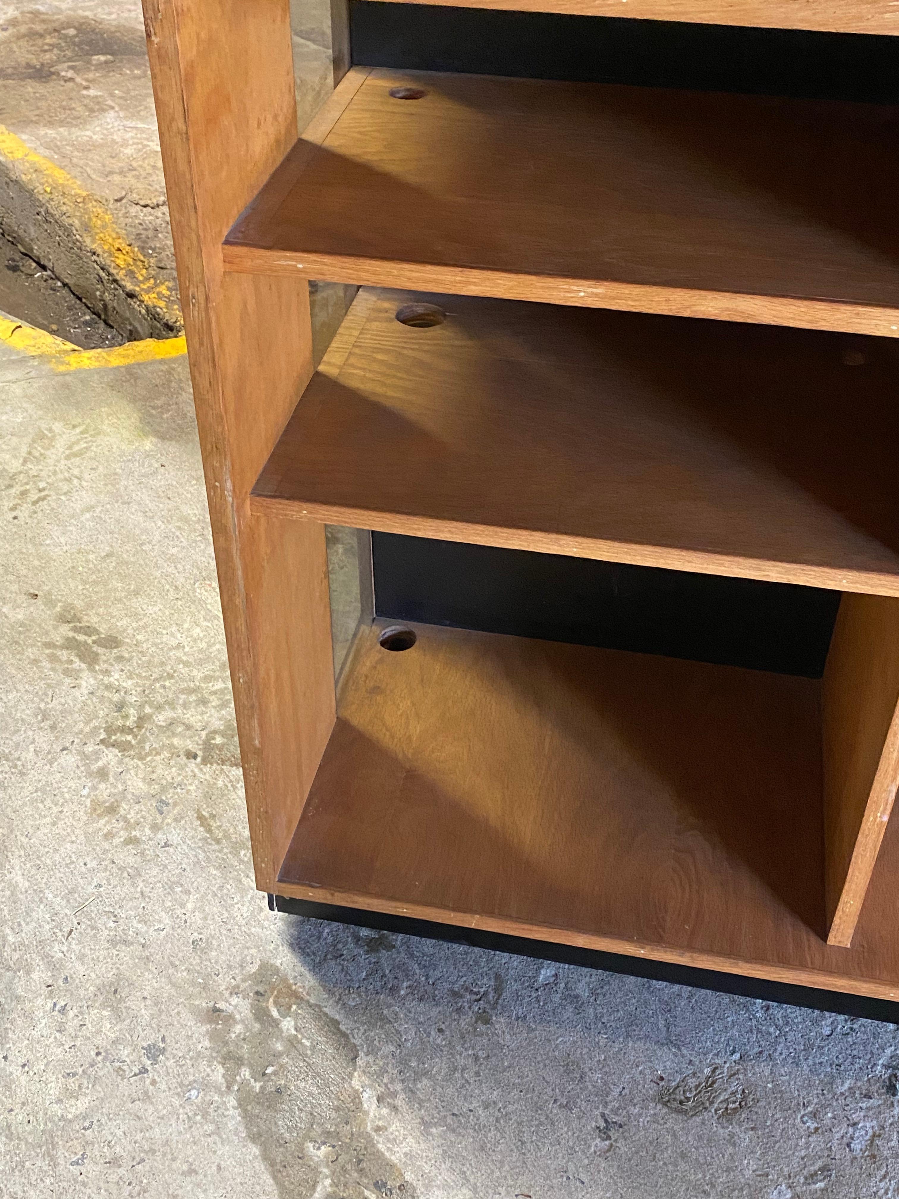 1970s Custom Built Gerrit Rietveld Style Oak and Acrylic Utility Cabinet For Sale 2