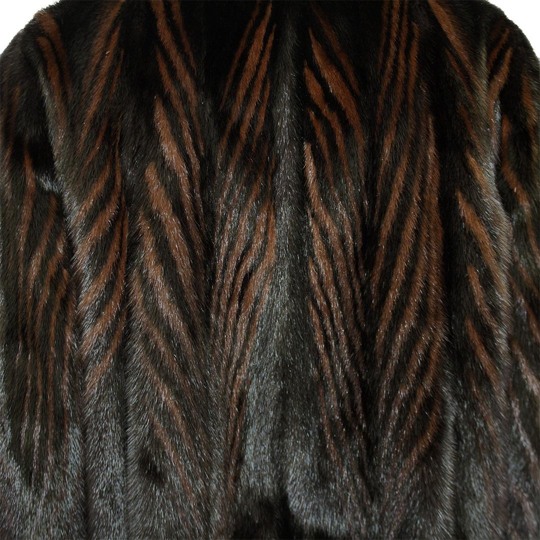 da uomo o donna Bomber in pelliccia di visone nera e marrone Chevron personalizzato degli anni '70 in vendita