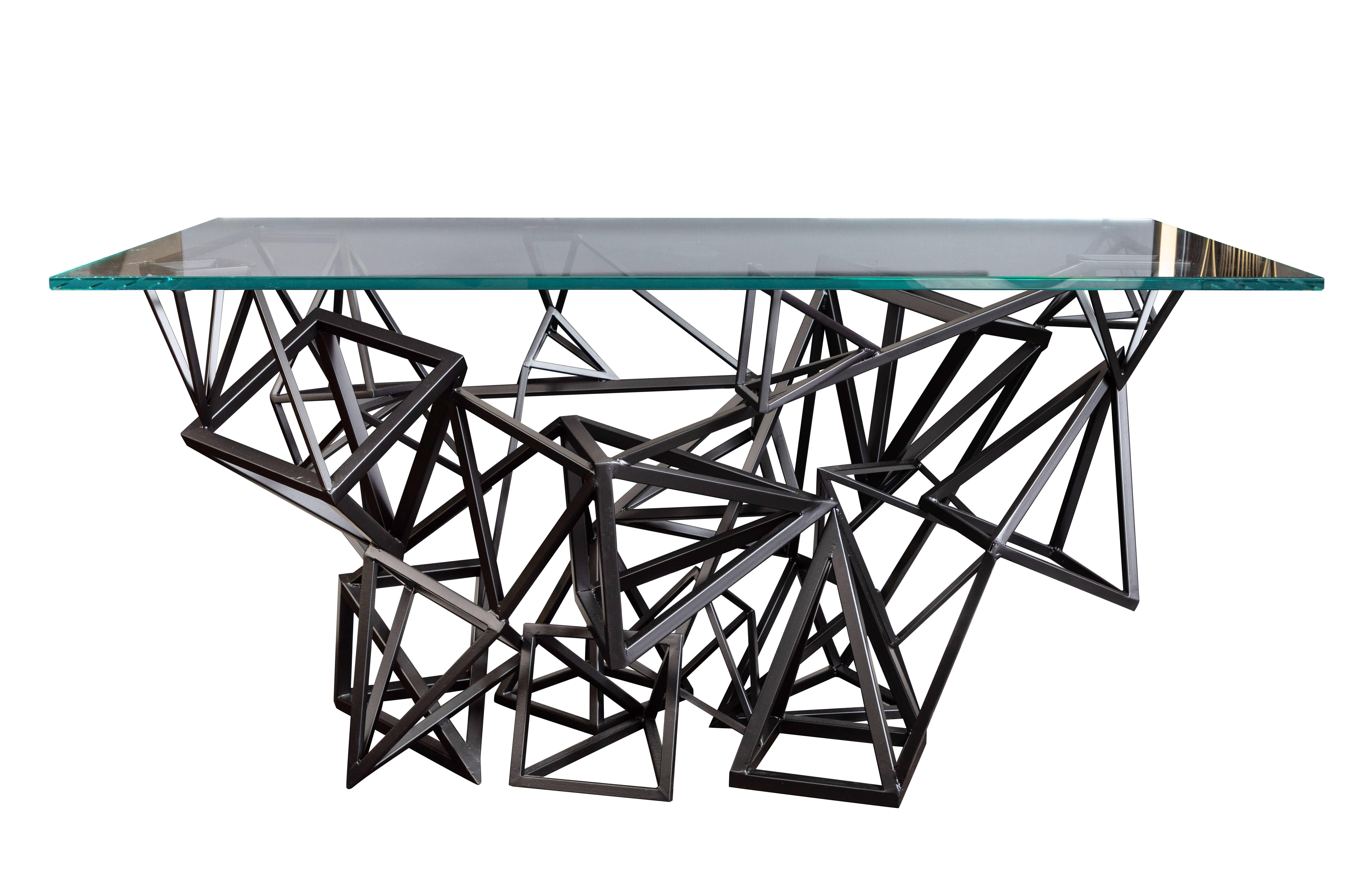 North American 1970s Custom Geometric Metal Table  For Sale